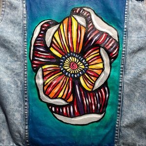 Hand painted denim jacket with hood